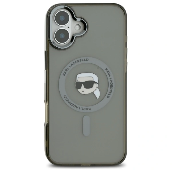 Karl Lagerfeld KLHMP16MHLSKIK Apple iPhone 16 Plus hardcase IML Metal Karl Head MagSafe black