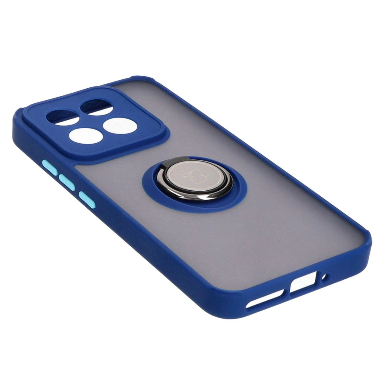 Bizon Case Hybrid Ring Xiaomi 14 smoky with a navy blue frame
