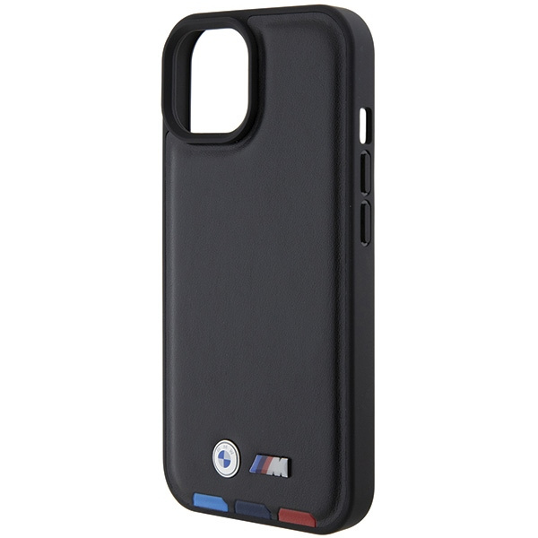 BMW BMHCP15S22PTDK Apple iPhone 15 Leather Stamp Tricolor black