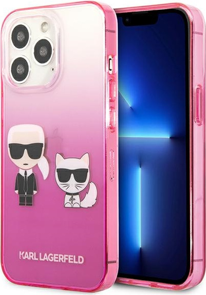 Karl Lagerfeld KLHCP13LTGKCP Apple iPhone 13 Pro hardcase pink Gradient Ikonik Karl & Choupette