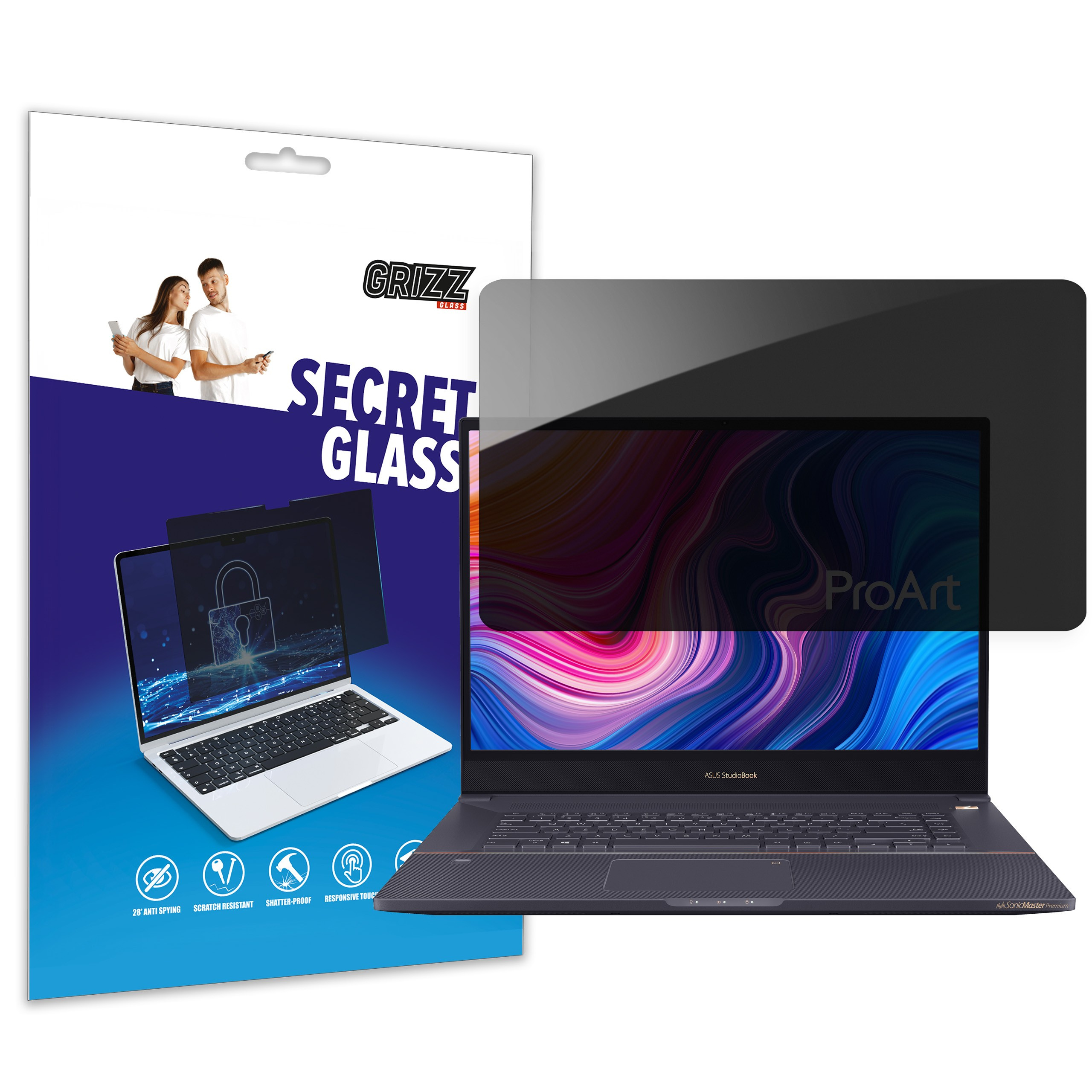 GrizzGlass SecretGlass to laptop 17 inch