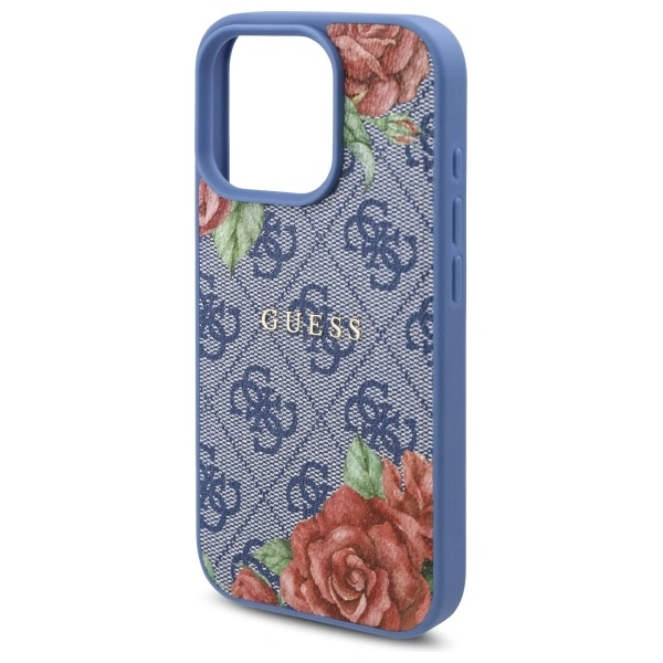 Guess GUHMP16XP4ROPEMCB Apple iPhone 16 Pro Max hardcase 4G Flowers Print MagSafe blue