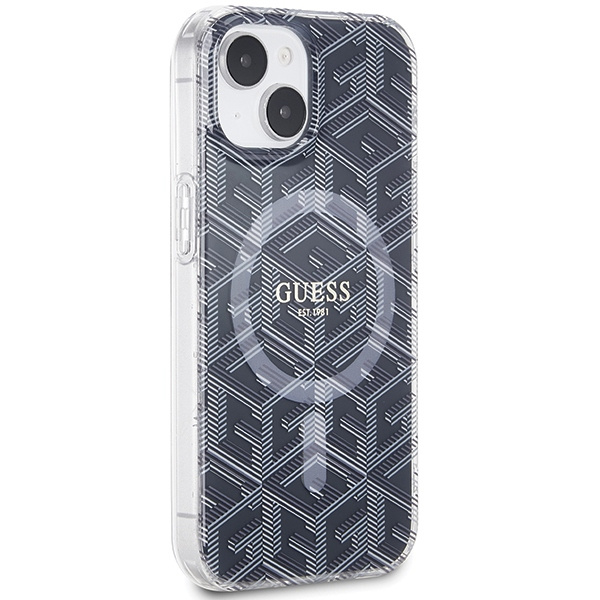 Guess GUHMP15SHGCUSTGK Apple iPhone 15 / 14 hardcase IML GCube MagSafe black