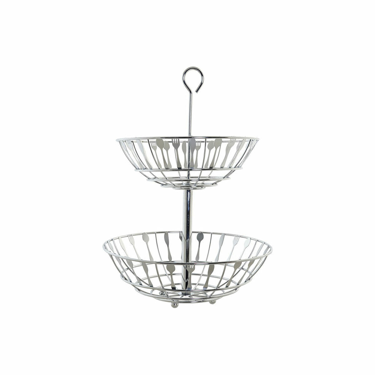 Fruit Bowl DKD Home Decor Silver Metal 28 x 28 x 40 cm