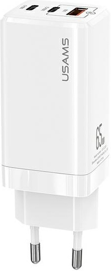 USAMS Wall Charger MT 2xUSB-C+USB GaN 65W T33 PD Fast Charging white CC110TC02 (US-CC110)