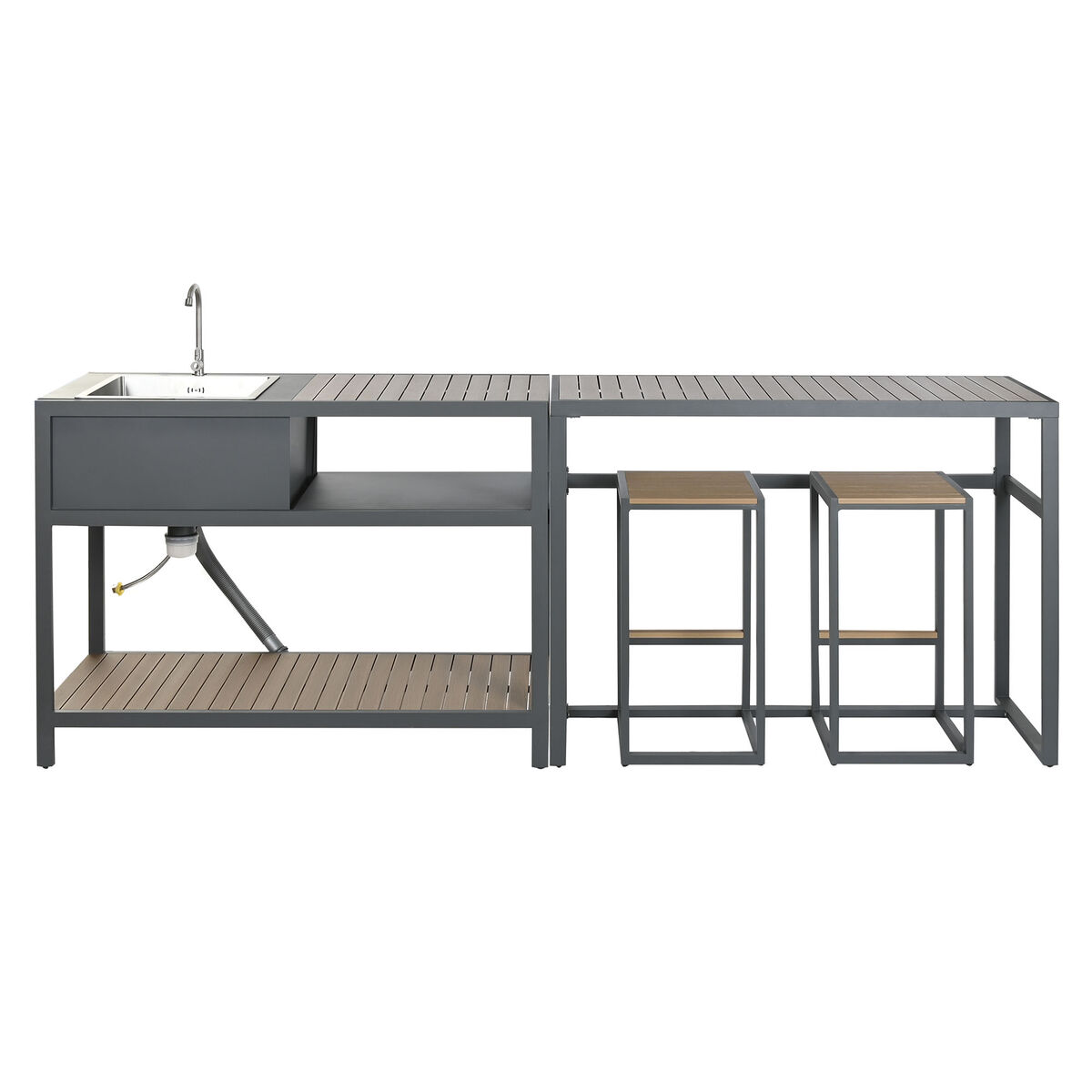 Kitchen furniture Home ESPRIT Grey Natural 127 x 100 x 90 cm 127 x 100 x 95 cm Kitchen furniture Home ESPRIT Grey Natural 127 x 100 x 90 cm 127 x 100 x 95 cm