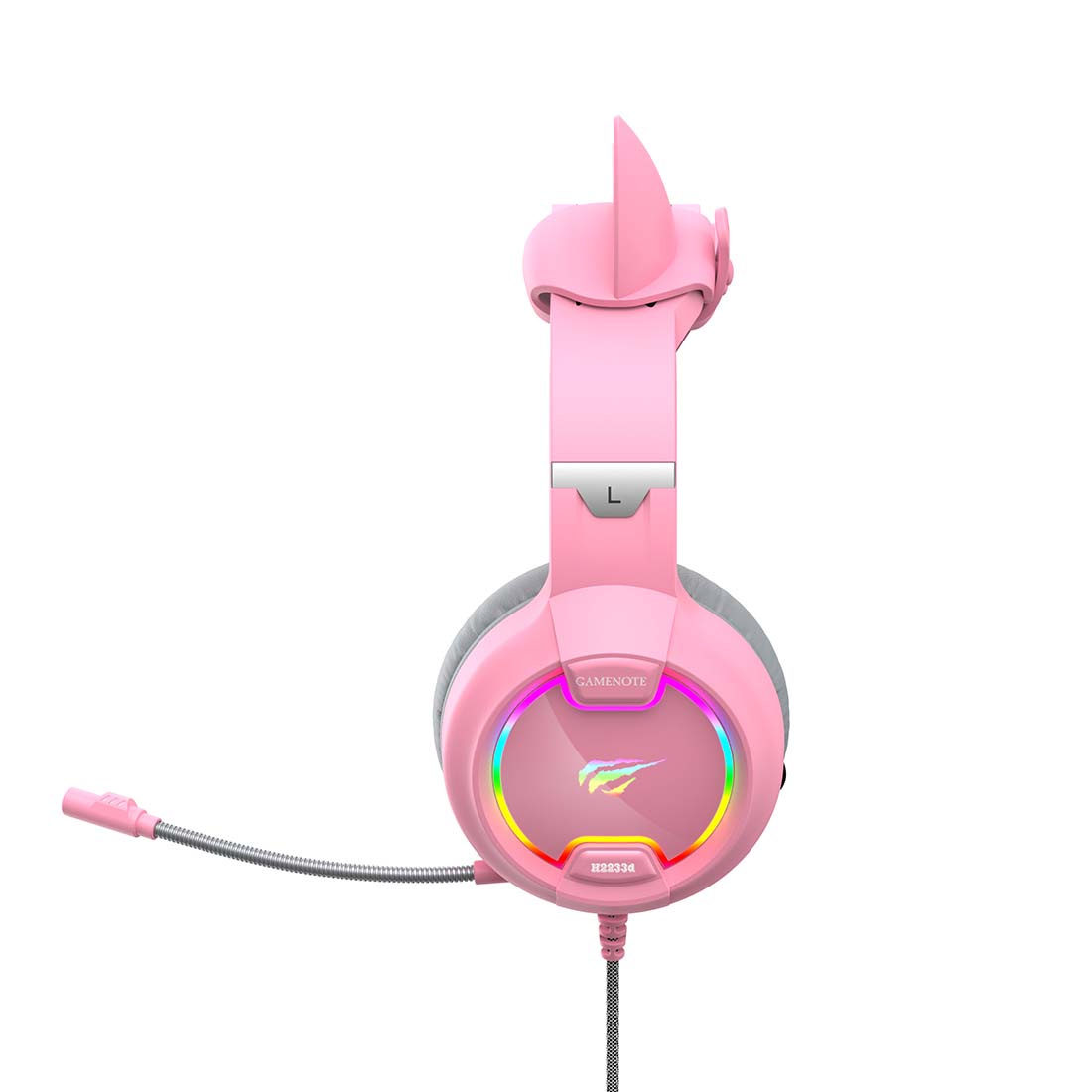 Havit GAMENOTE H2233D RGB USB+3.5mm gaming headphones (pink)