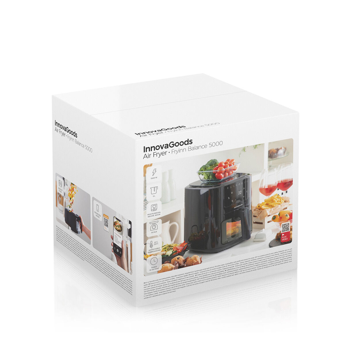 Oil-free Fryer with Weighing Scale InnovaGoods Fryinn Balance 5000 Black Stainless steel 1500 W 5 L Oil-free Fryer with Weighing Scale InnovaGoods Fryinn Balance 5000 Black Stainless steel 1500 W 5 L