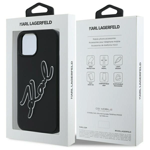 Karl Lagerfeld KLHCP15S3DRKSDLK Apple iPhone 15 hardcase 3D Rubber Signature black