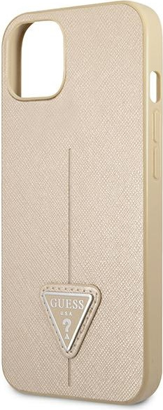 Guess GUHCP13SPSATLE Apple iPhone 13 mini beige hardcase Saffiano Triangle Logo