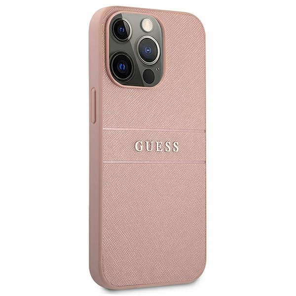 Guess GUHCP13XPSASBPI Apple iPhone 13 Pro Max pink hardcase Saffiano Stripe