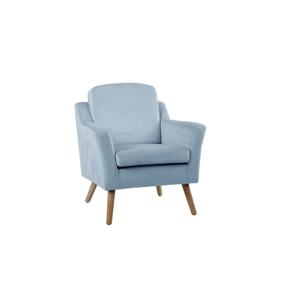 Armchair DKD Home Decor Natural Wood Polyester Sky blue (74 x 76 x 85 cm)