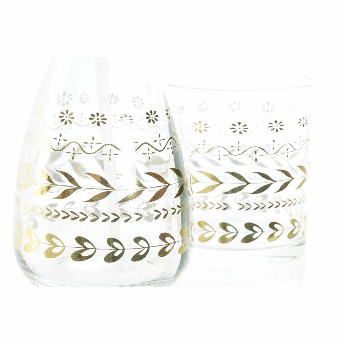 Bath Set DKD Home Decor Crystal Golden ABS 9 x 9 x 18 cm Leaf of a plant