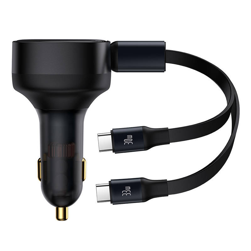 Baseus Enjoyment Car Charger 33W + USB-C cables (black)