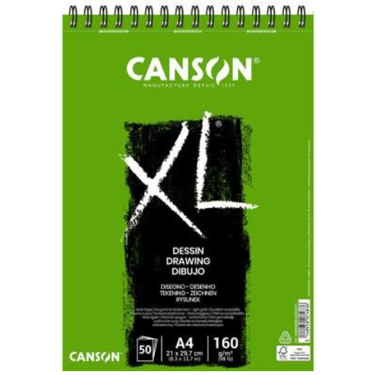 Drawing pad Canson XL Drawing White A4 50 Sheets 160 g/m2 5 Units