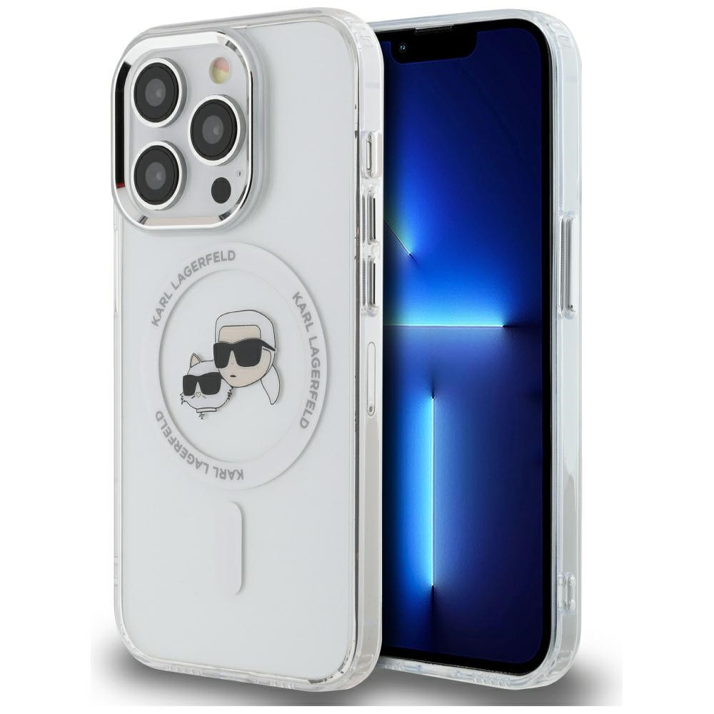 Etui Karl Lagerfeld do Apple iPhone 14 Pro hardcase IML Metal Karl&Choupette Head MagSafe biały