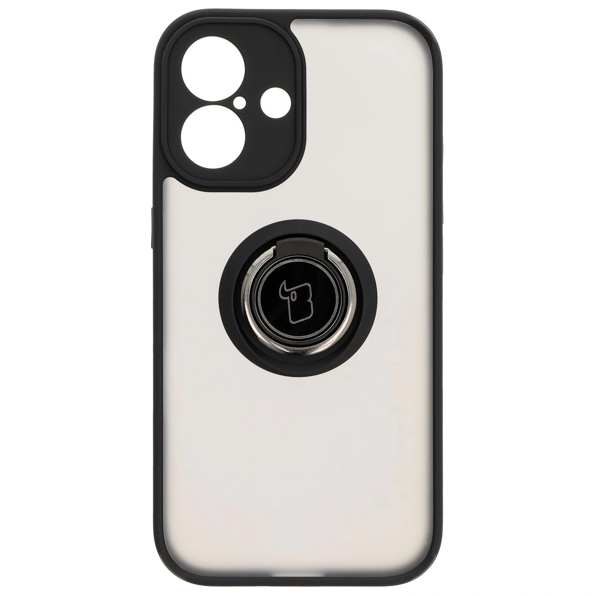 Bizon Case Hybrid Ring Apple iPhone 16 smoky with a black frame