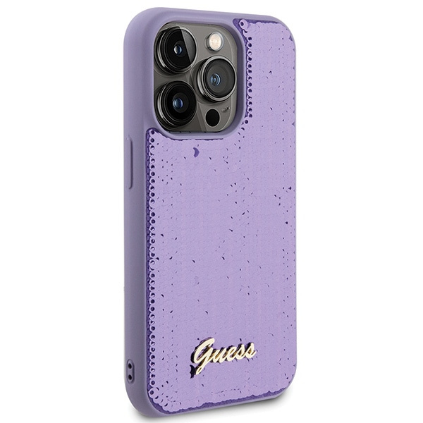 Guess GUHCP15LPSFDGSU Apple iPhone 15 Pro hardcase Sequin Script Metal purple