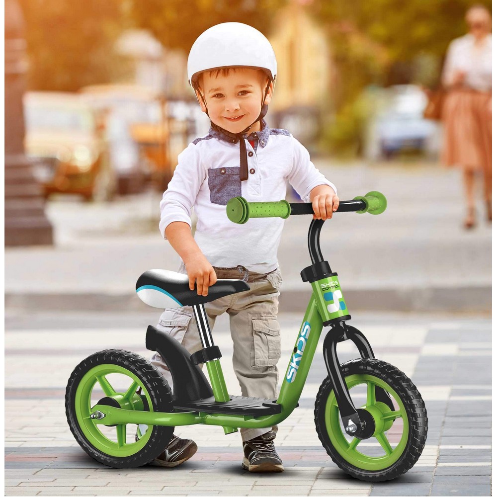 Children's Bike Skids Control Steel Green Nylon Footrest