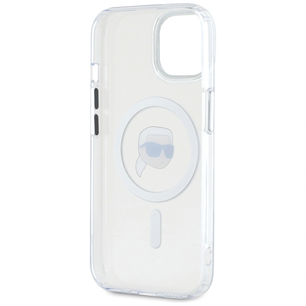 Karl Lagerfeld IML Metal Karl Head MagSafe Apple iPhone 15 white