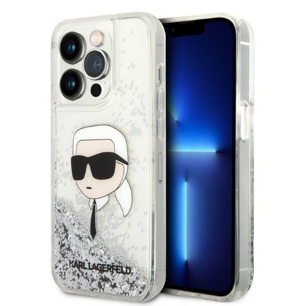 Karl Lagerfeld KLHCP14LLNKHCH Apple iPhone 14 Pro silver hardcase Glitter Karl Head