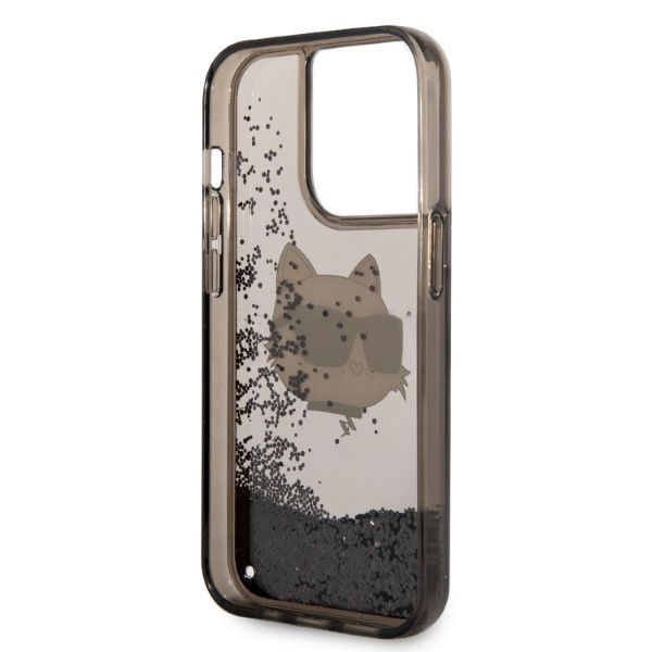 Karl Lagerfeld KLHCP14LLNCHCK Apple iPhone 14 Pro black hardcase Glitter Choupette Head