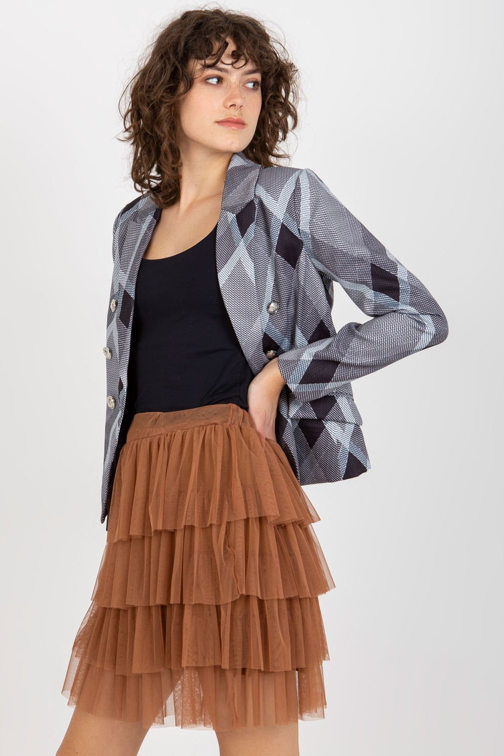  Short skirt model 206150 Och Bella  brown