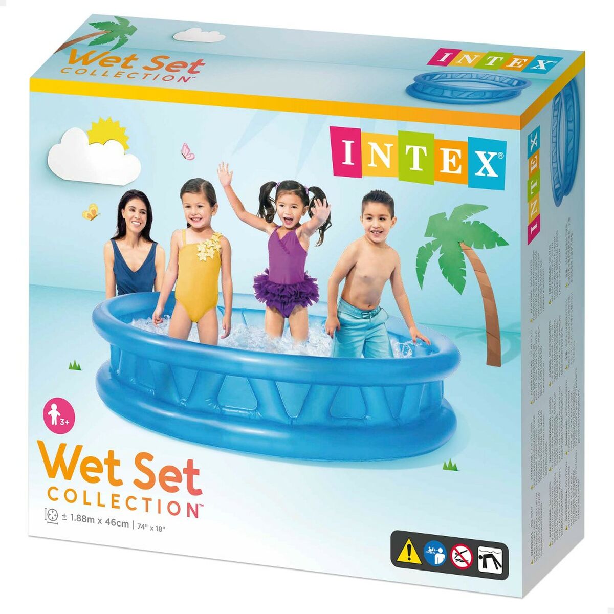 Inflatable Paddling Pool for Children Intex Circular Blue 188 x 46 x 188 cm 790 L (3 Units)