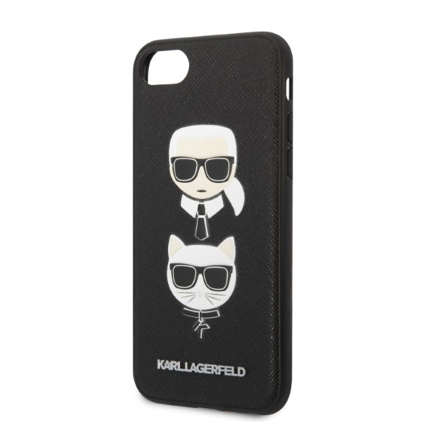 Karl Lagerfeld KLHCI8SAKICKCBK Apple iPhone SE 2022/SE 2020/8/7 black hardcase Saffiano Ikonik Karl&Choupette Head