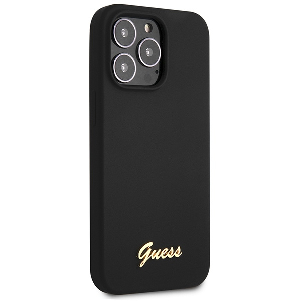 Guess GUHCP13XLSLMGBK Apple iPhone 13 Pro Max black hardcase Silicone Script Gold Logo