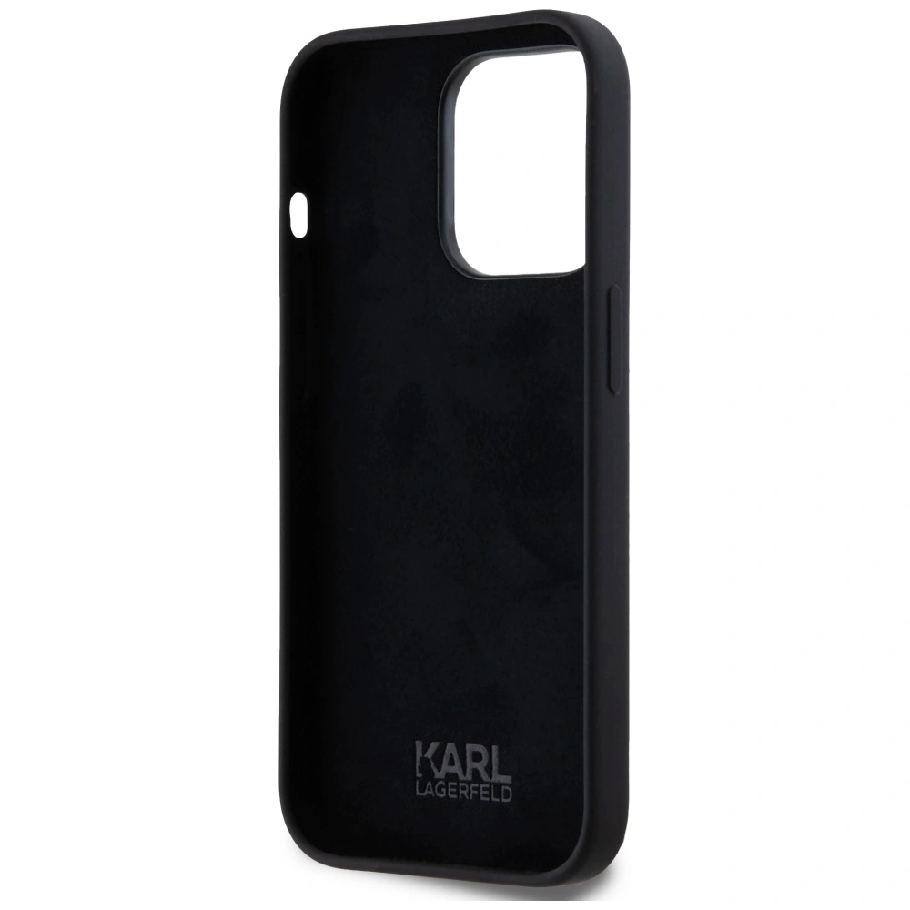 Karl Lagerfeld Silicone Metal Script Logo Apple iPhone 14 Pro black