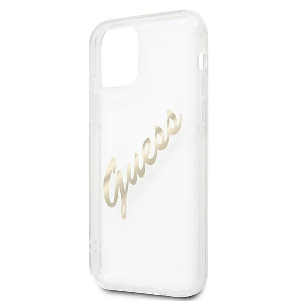 Guess GUHCP12MKTRSVGO Apple iPhone 12/12 Pro Transparent hardcase Vintage Script Gold