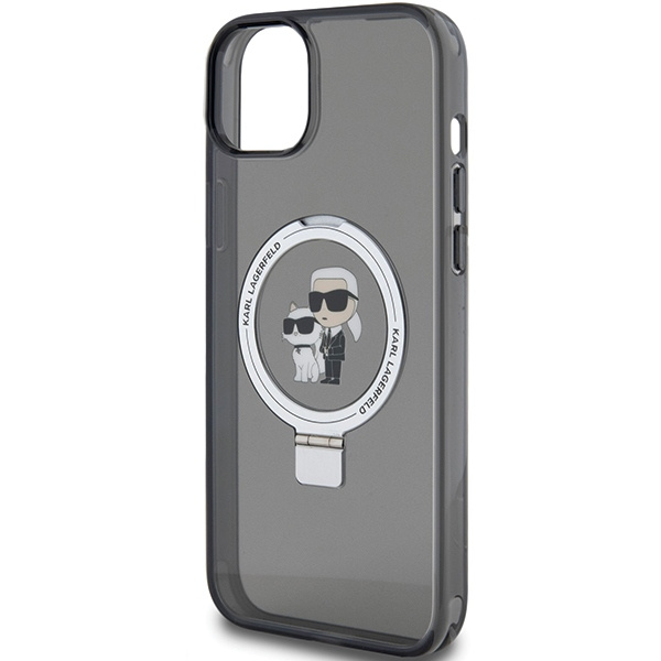 Karl Lagerfeld KLHMP14SHMRSKCK Apple iPhone 14 / 15 hardcase Ring Stand Karl&Choupettte MagSafe black
