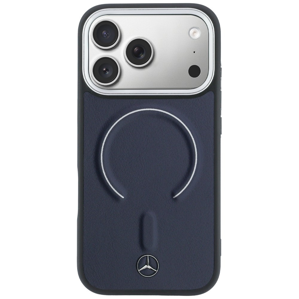 Etui Mercedes Leather 3D MagSafe do Apple iPhone 17 Pro granatowy