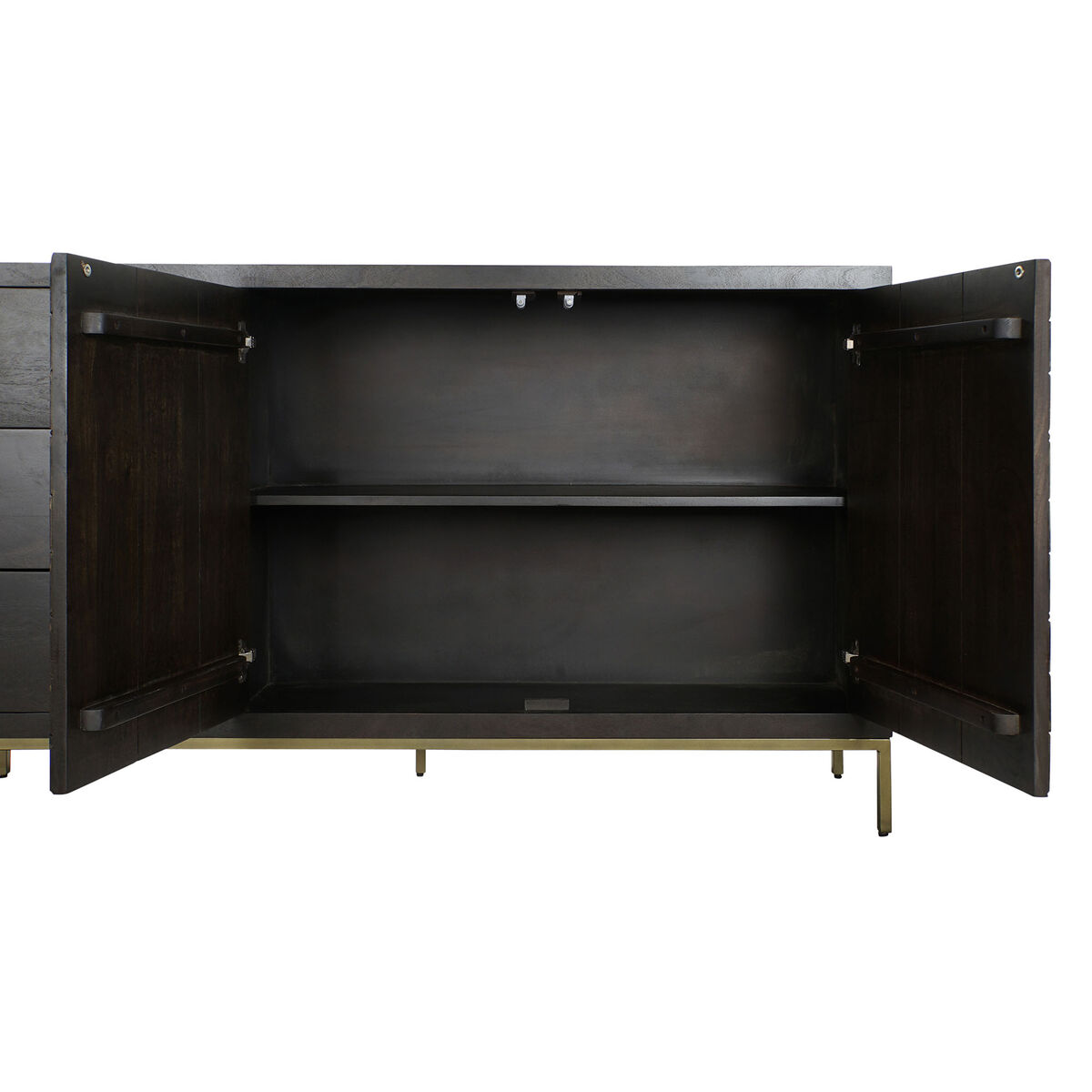 Sideboard DKD Home Decor Black Metal Acacia 160 x 40 x 90 cm