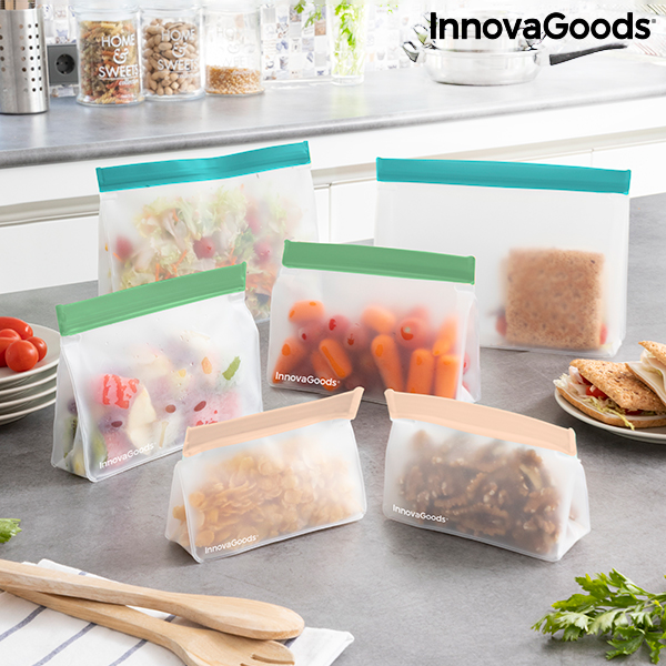 Set of Reusable Hermetically-sealed Bags Zags InnovaGoods 6 Pieces Set of Reusable Hermetically-sealed Bags Zags InnovaGoods 6 Pieces