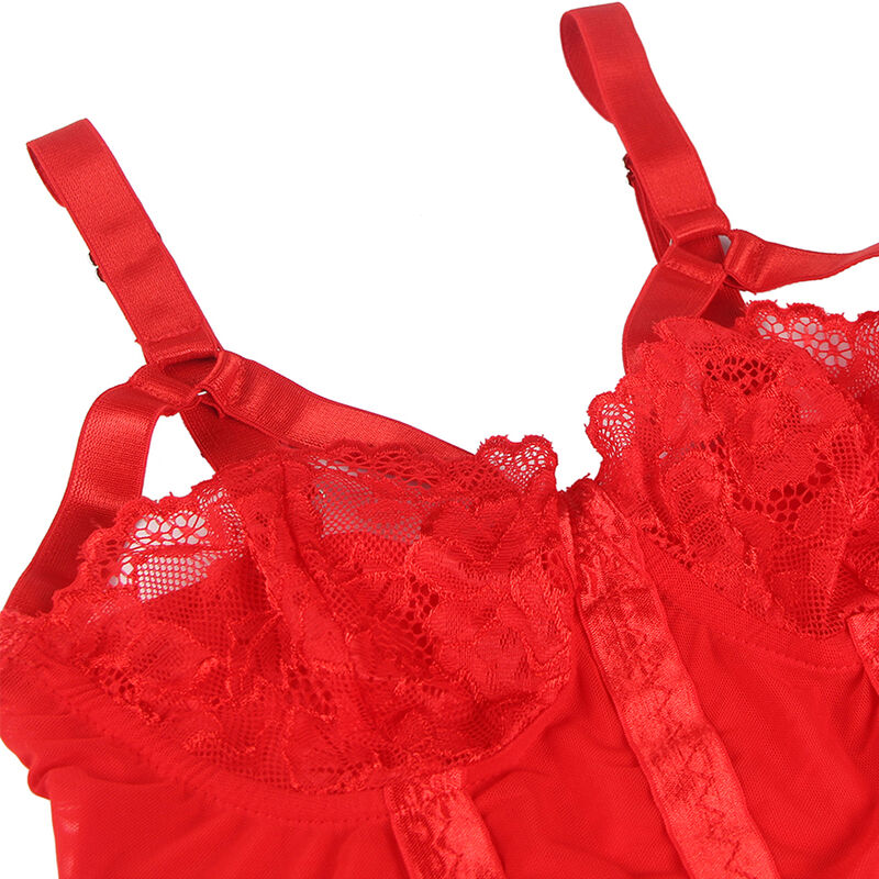 SUBBLIME - TEDDY WITH GARTER STRAP DETAIL CHEST RED L/XL SUBBLIME - TEDDY WITH GARTER STRAP DETAIL CHEST RED L/XL