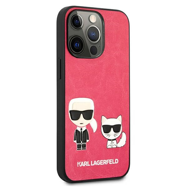 Karl Lagerfeld KLHCP13LPCUSKCP Apple iPhone 13 Pro fushia hardcase Ikonik Karl & Choupette