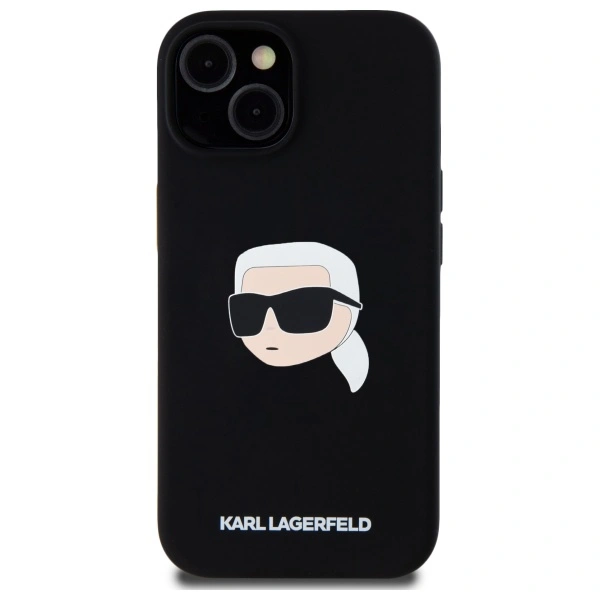 Karl Lagerfeld KLHMP15SSKHPPLK Apple iPhone 15 hardcase Silicone Karl Head Print MagSafe black
