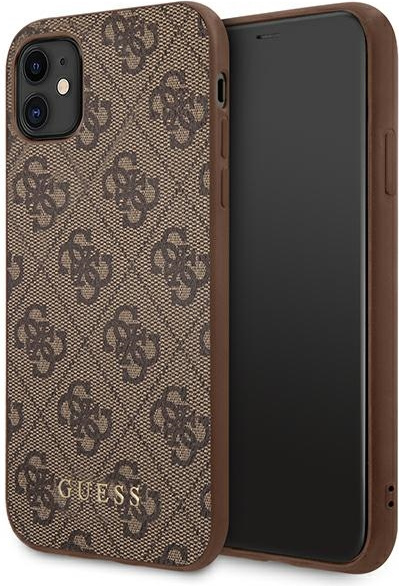 Guess GUHCN61G4GFBR Apple iPhone 11 brown hard case 4G Metal Gold Logo