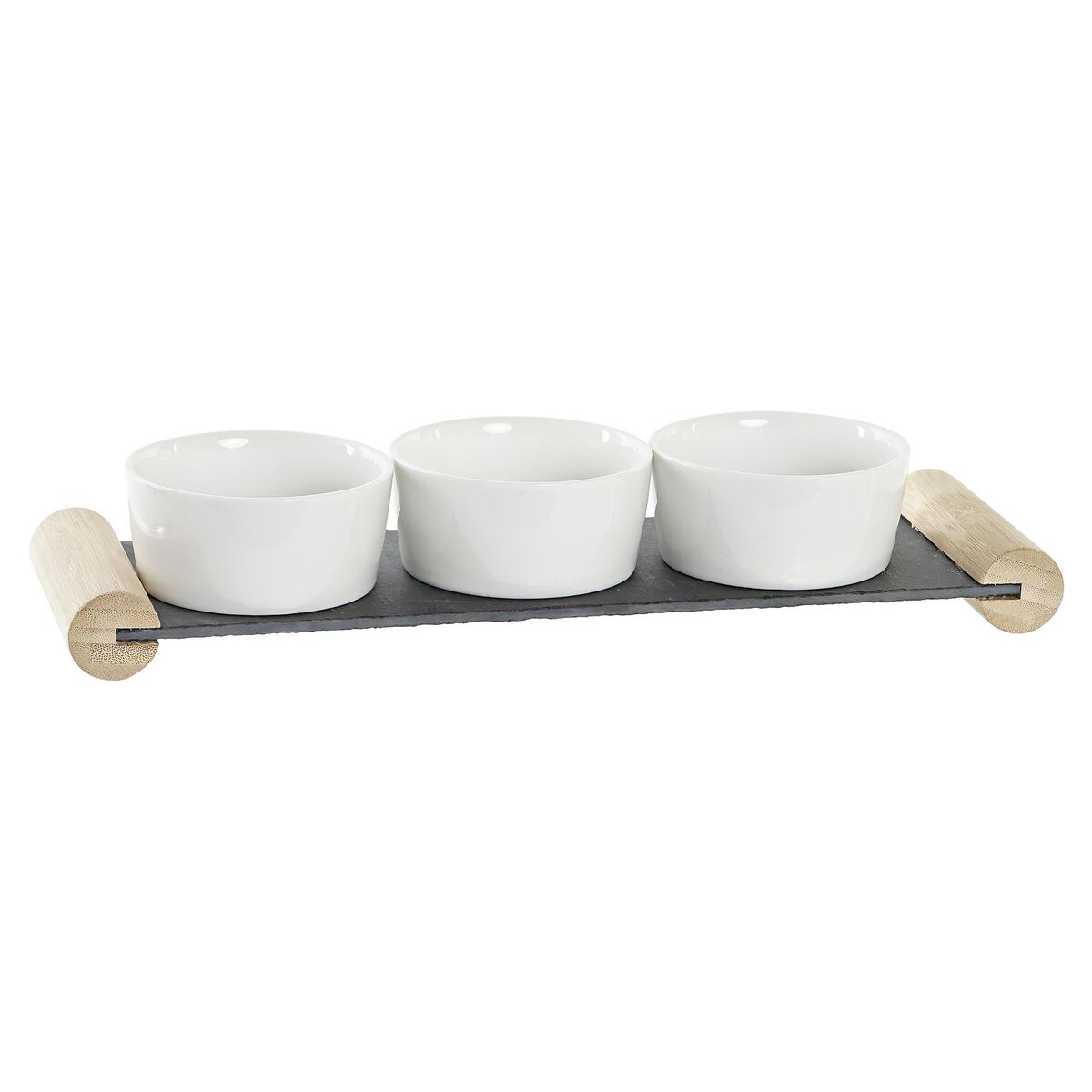 Snack tray DKD Home Decor 33 x 10 x 5,8 cm Black Board White Stoneware