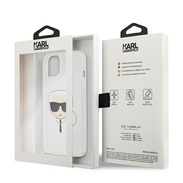 Karl Lagerfeld KLHCP13SKHTUGLS Apple iPhone 13 mini silver hardcase Glitter Karl`s Head
