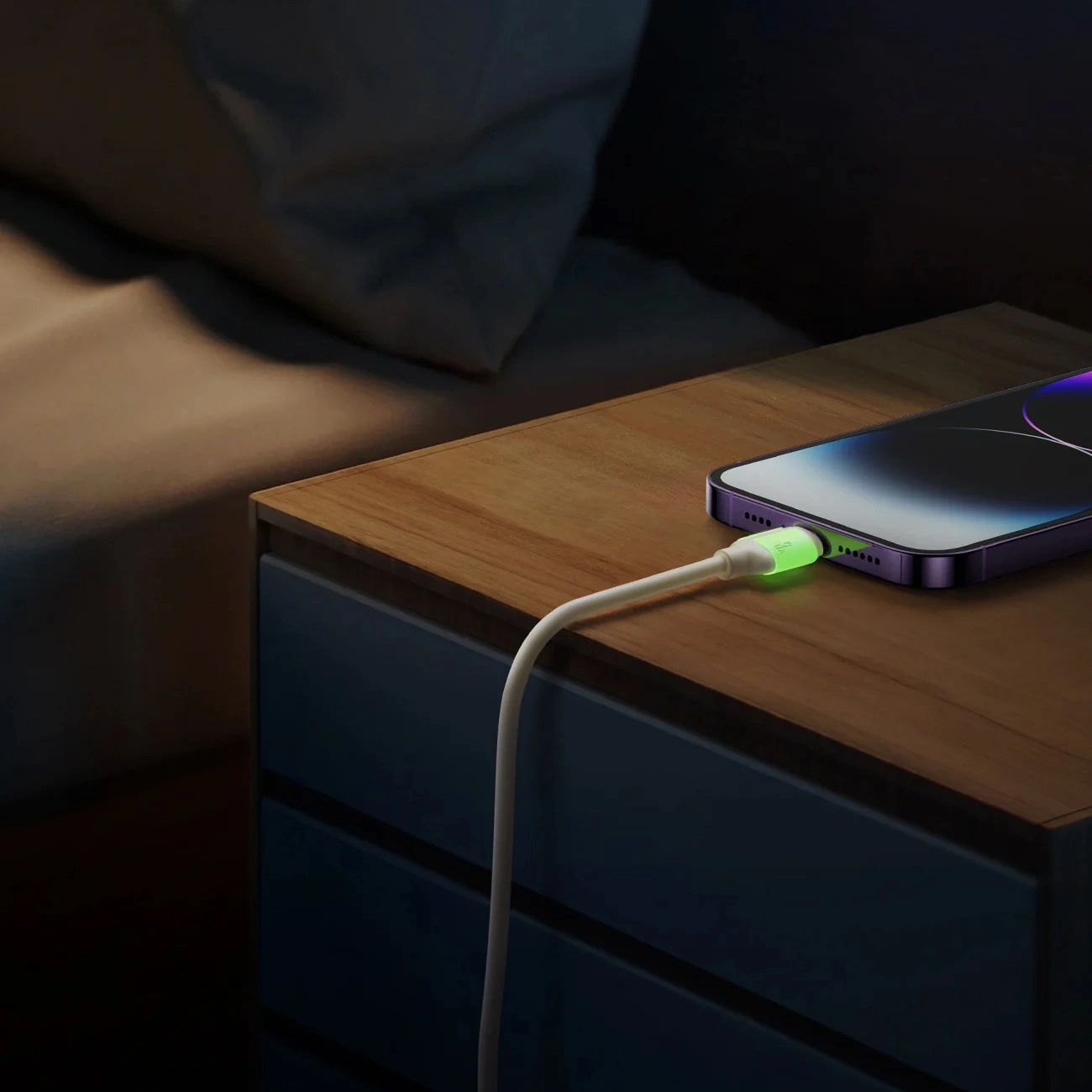 Kabel USB-C / Lightning Joyroom S-A53 30W z fluorescencyjną końcówką 2m beżowy