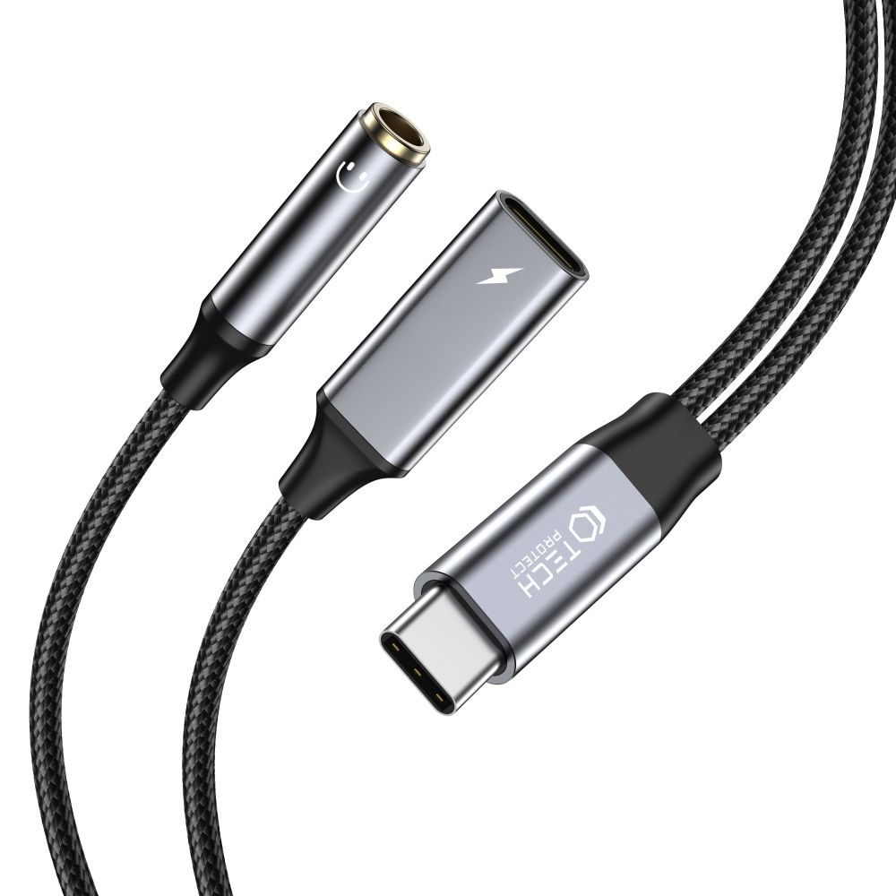 Tech-Protect Ultraboost cable adapter USB-C / USB-C, mini jack 3.5mm Black