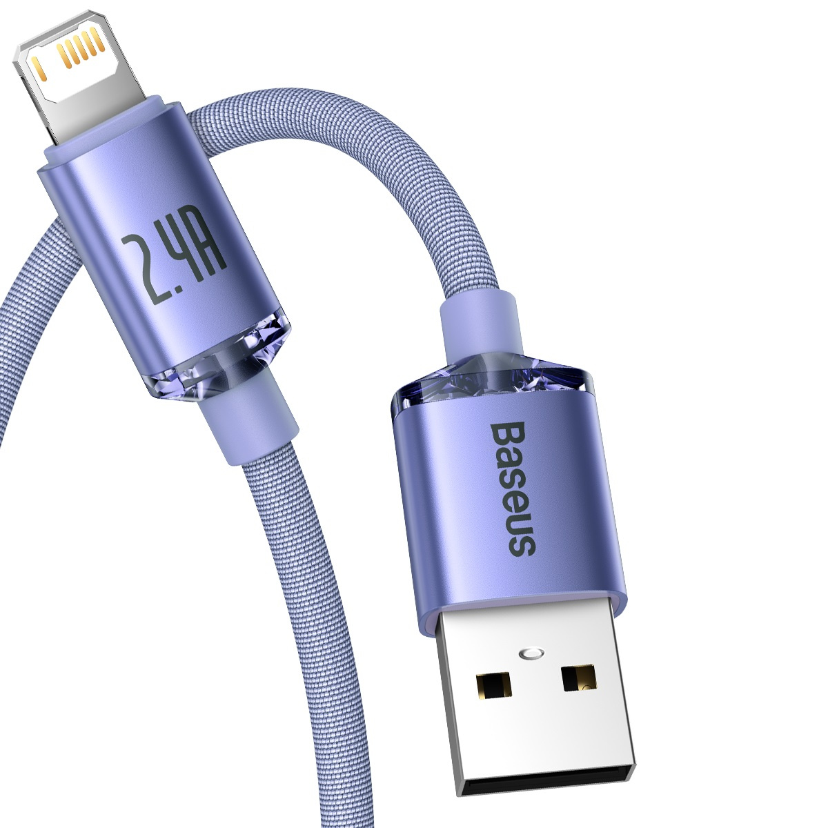 USB do Lightning Baseus Crystal Cable, 2.4A, 2m (purple)