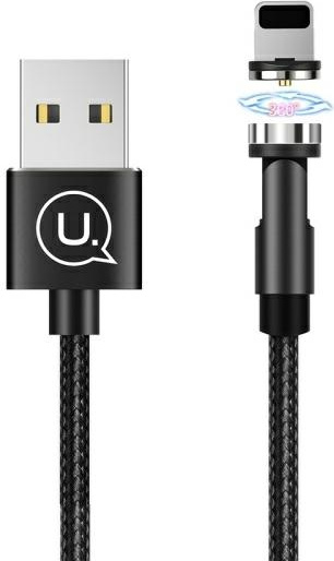 USAMS Magnetic Nylon Cable U59 Lightning 2.1A Fast Charge 1m black SJ472USB01 (US-SJ472)