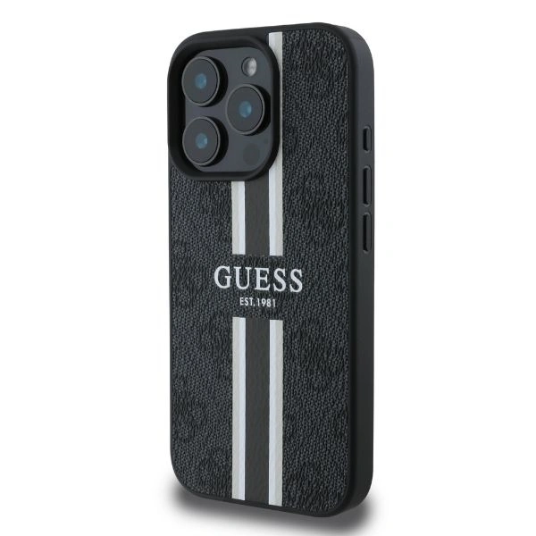Case Guess GUHMP16XP4RPSK Apple iPhone 16 Pro Max hardcase 4G Printed Stripes MagSafe black