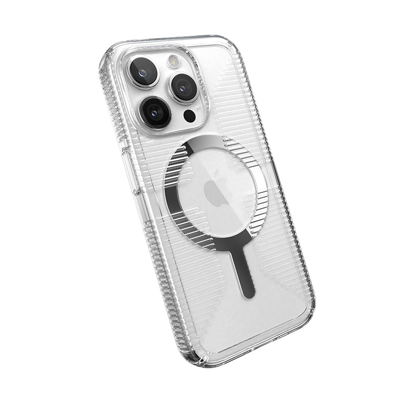 Speck Gemshell Grip MagSafe Apple iPhone 15 Pro (Clear/Chrome Finish)