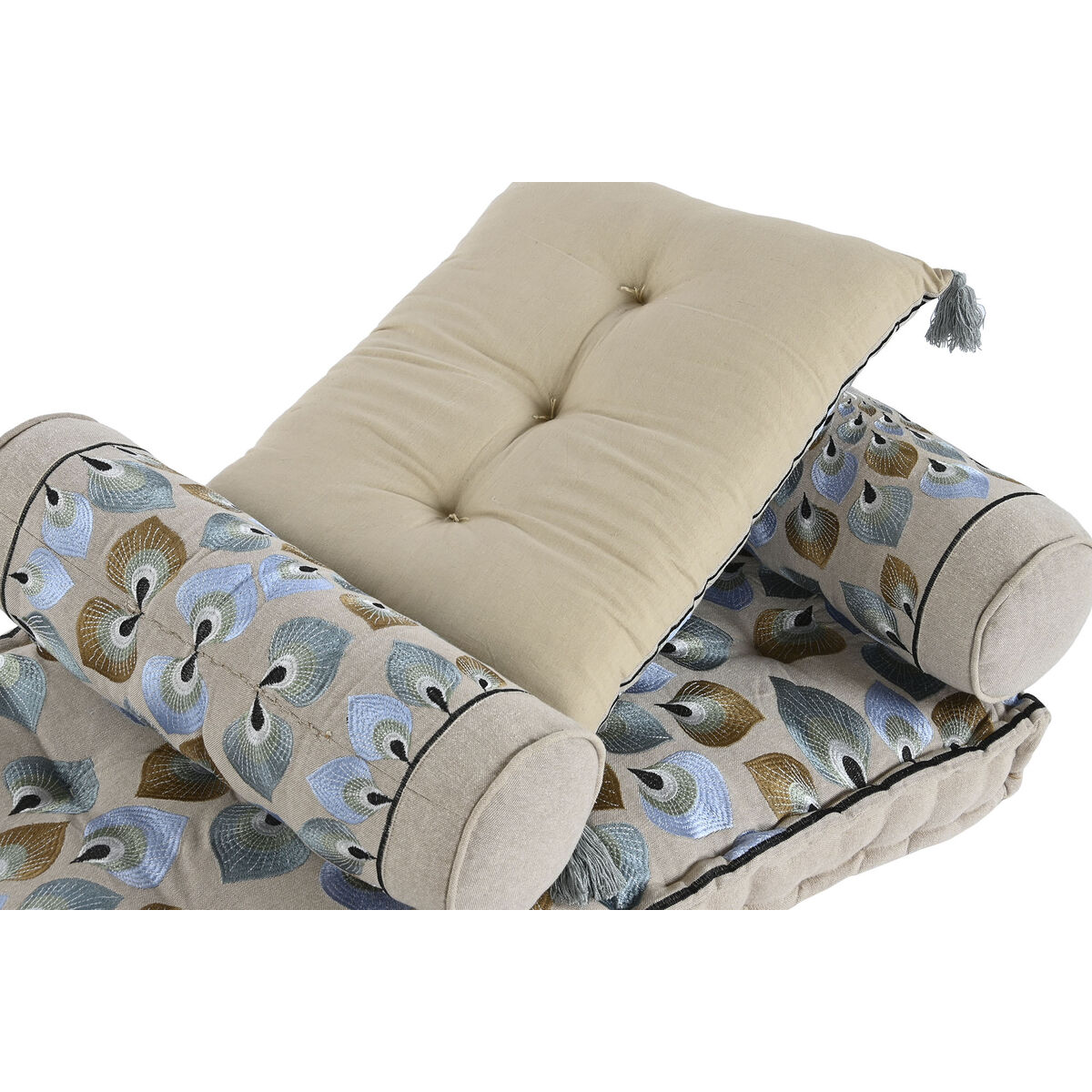 Armchair DKD Home Decor Blue Beige 90 x 55 x 18 cm