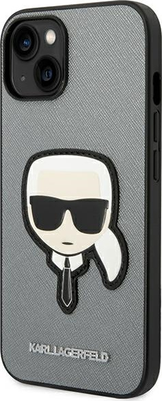 Karl Lagerfeld KLHCP14MSAPKHG Apple iPhone 14 Plus silver hardcase Saffiano Karl`s Head Patch